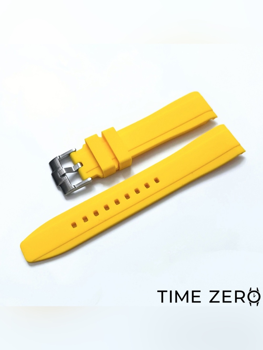 New Yellow Curved End Rubber Watch Strap (The Element Collection) by Time Zero